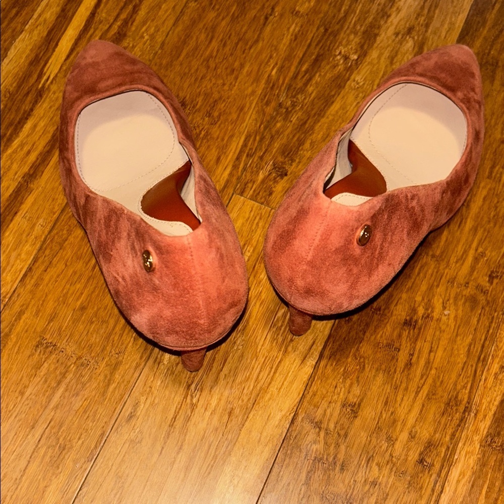 Taryn Rose Terracotta Suede Pointed Toe Heels Size 8 Comfort Pumps - Picture 9 of 10